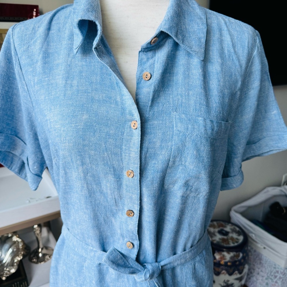 Blue Button-Up Dress